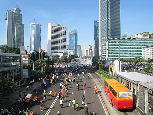Hari bebas kendaraan bermotor (HBKB) di Jakarta, dekat Bundaran Hotel Indonesia. Foto: Istimewa