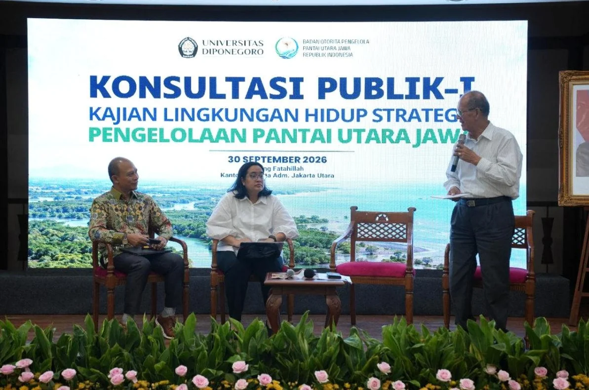 Pemerintah Provinsi (Pemprov) DKI Jakarta mendorong rencana perlindungan Pantai Utara Jawa, termasuk pembangunan Giant Sea Wall (GSW), menjadi bagian dari sistem perlindungan pesisir yang terintegrasi. Foto:  Pemprov DKI