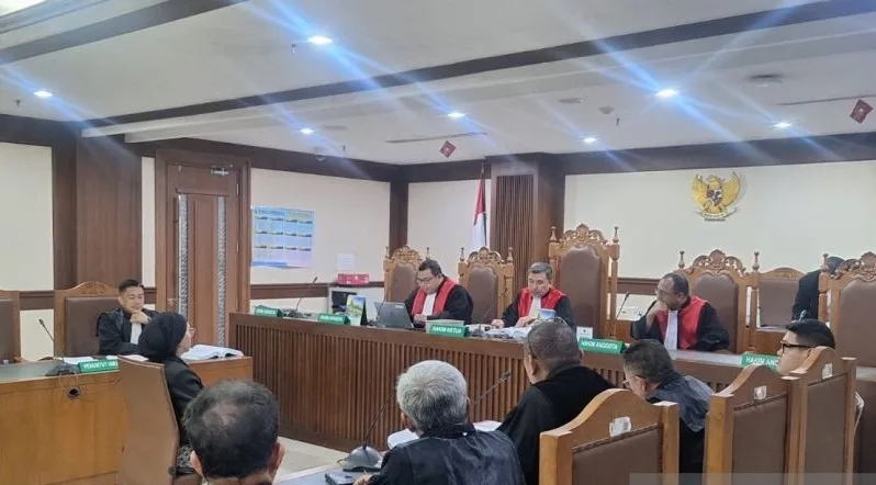Suasana sidang lanjutan perkara dugaan pemerasan dengan terdakwa Bangun Paulus Tudungta di Pengadilan Negeri Jakarta Pusat, Rabu (21/10/2026). Foto: ANTARA