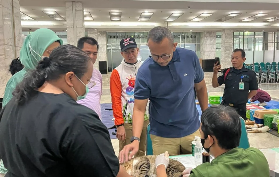 Sudin KPKP Jakarta Timur menargetkan vaksinasi terhadap 14 ribu hewan penular rabies (HPR) sepanjang tahun 2026. Upaya ini dilakukan sebagai langkah pencegahan penyebaran penyakit rabies yang dapat ditularkan melalui hewan peliharaan. Foto: beritajakarta