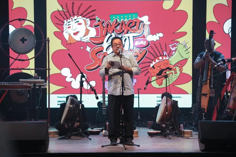 Wakil Gubernur DKI Jakarta, Rano Karno membuka kegiatan "Jakarta Beat Society 2026" yang mempertemukan musisi, pelaku industri, komunitas, dan masyarakat di Live House, M Bloc, Kebayoran Baru, Jakarta Selatan, Sabtu (22/8/2026). Foto: Pemprov DKI Jakarta