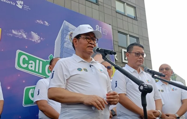 Gubernur DKI Jakarta Pramono Anung memberikan keterangan di Bundaran HI, Jakarta, Minggu (9/8/2026). Foto: ANTARA